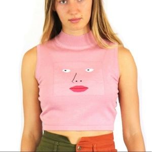 Fashion Brand Company Face Crop Top